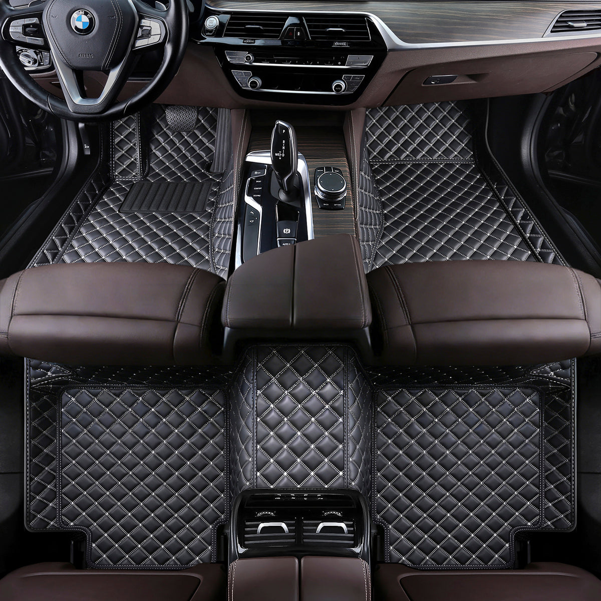 Custom Fit Waterproof Car Floor Mats, Eco-Leather Diamond Stitching, Full Coverage Vehicle Liners