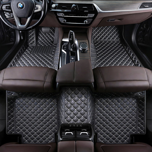 Custom Fit Waterproof Car Floor Mats, Eco-Leather Diamond Stitching, Full Coverage Vehicle Liners