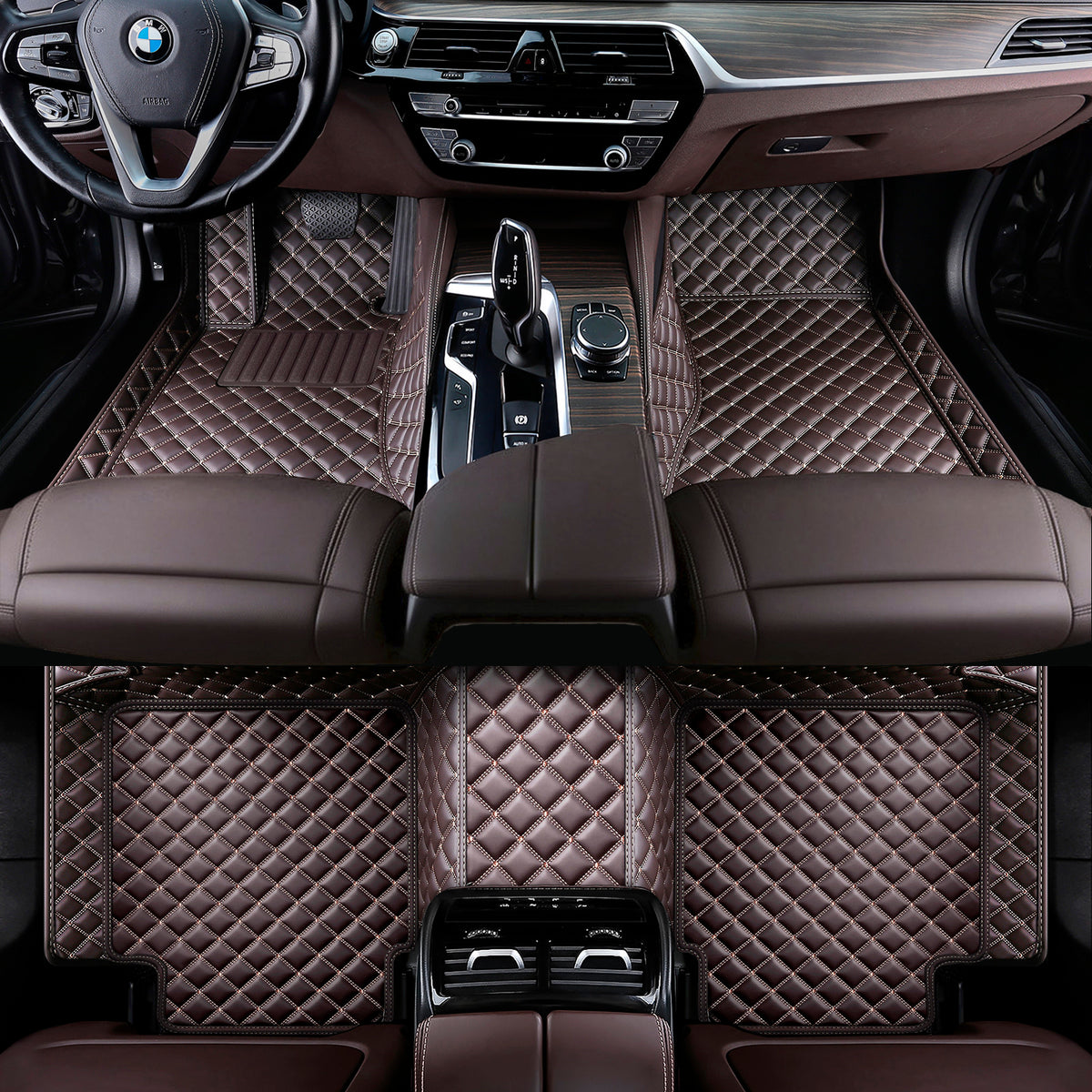 Custom Fit Waterproof Car Floor Mats, Eco-Leather Diamond Stitching, Full Coverage Vehicle Liners