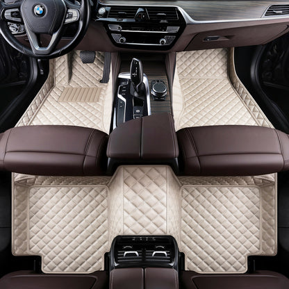 Custom Fit Waterproof Car Floor Mats, Eco-Leather Diamond Stitching, Full Coverage Vehicle Liners