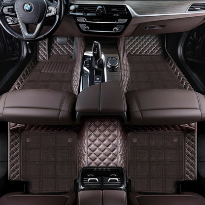 Custom Fit Waterproof Car Floor Mats with Carpet, Eco-Leather Diamond Stitching, Full Coverage Liners