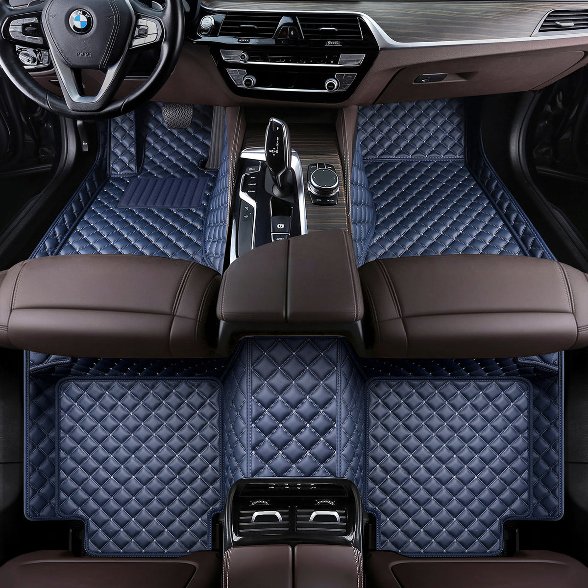 Custom Fit Waterproof Car Floor Mats, Eco-Leather Diamond Stitching, Full Coverage Vehicle Liners