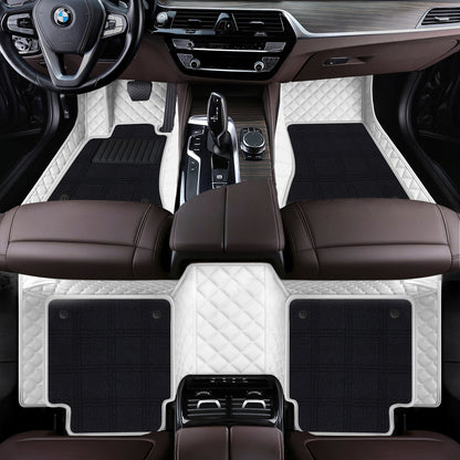 Custom Fit Waterproof Car Floor Mats with Carpet, Eco-Leather Diamond Stitching, Full Coverage Liners