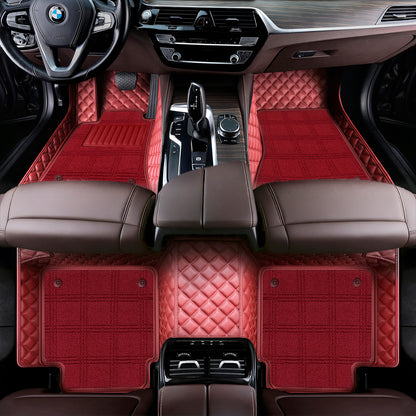 Custom Fit Waterproof Car Floor Mats with Carpet, Eco-Leather Diamond Stitching, Full Coverage Liners