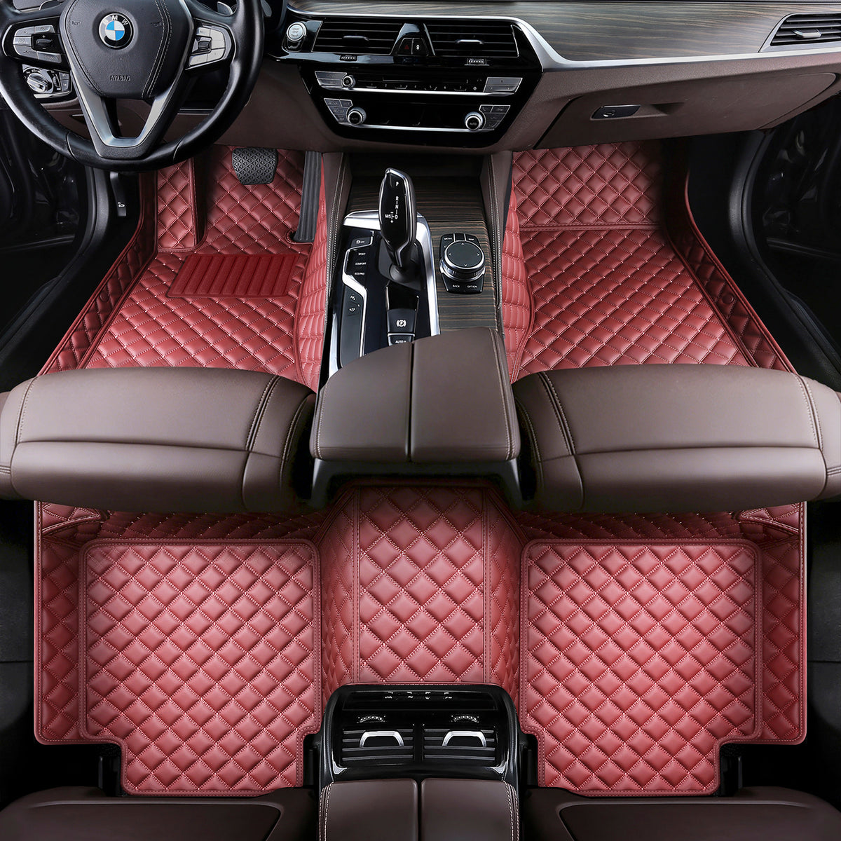Custom Fit Waterproof Car Floor Mats, Eco-Leather Diamond Stitching, Full Coverage Vehicle Liners