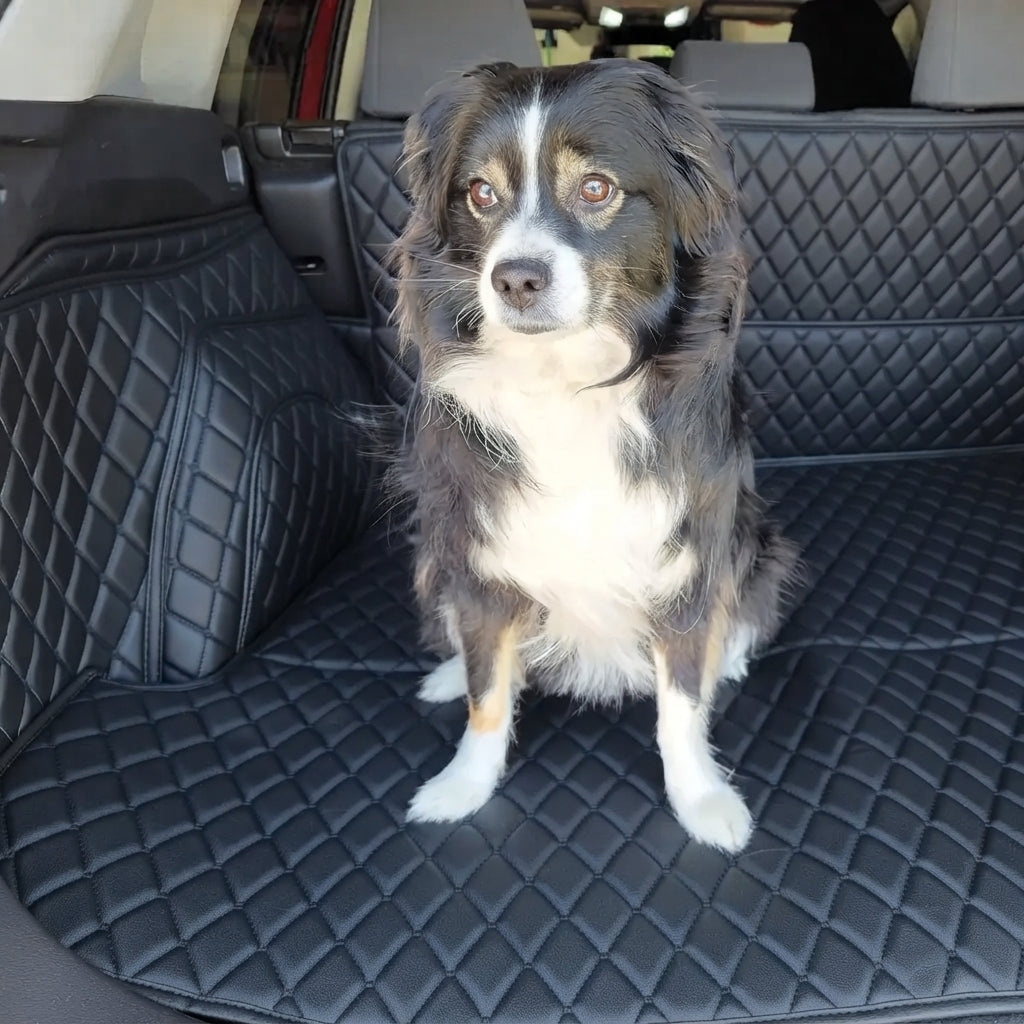 Custom fit trunk mat showing pet-friendly design with a dog
